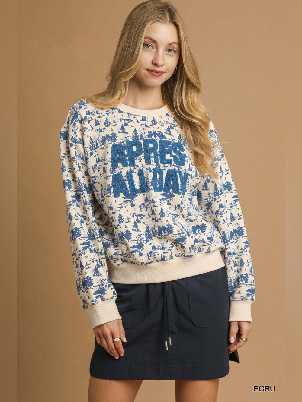Umgee Scenic Print Cropped Sweatshirt